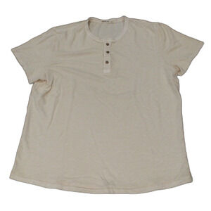 Marine Layer Short Sleeve Henley Off-White/Cream Shirt Men's Size L/XL